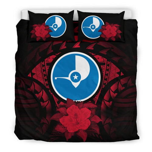 Yap Duvet Cover Set - Yap Flag & Red Hibiscus