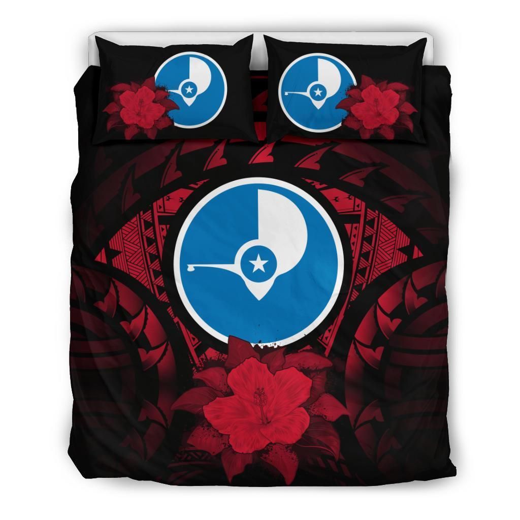 Yap Duvet Cover Set - Yap Flag & Red Hibiscus