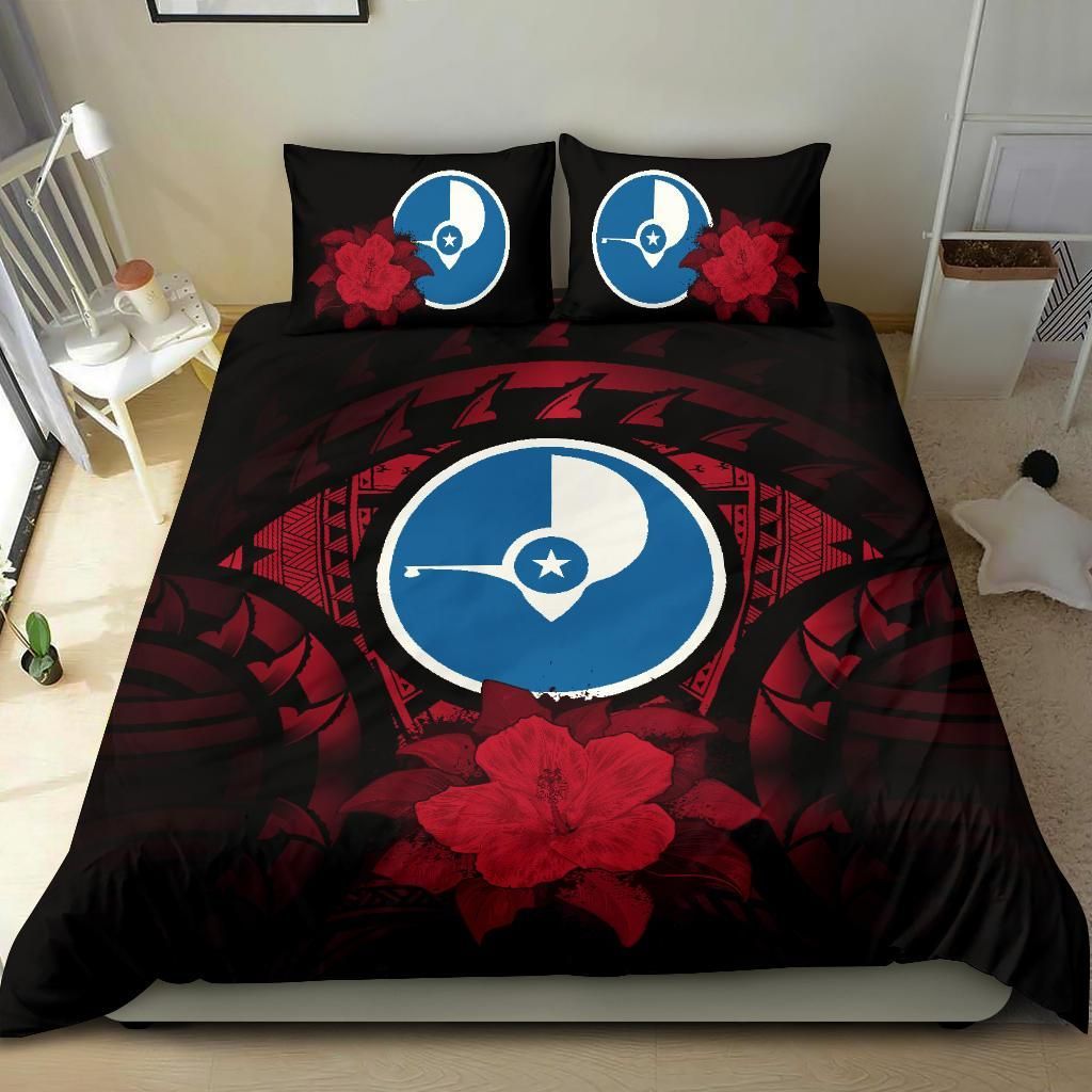 Yap Duvet Cover Set - Yap Flag & Red Hibiscus