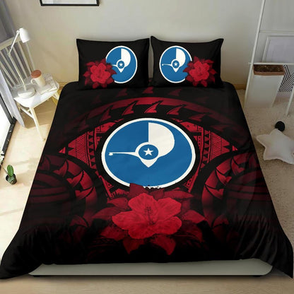 Yap Duvet Cover Set - Yap Flag & Red Hibiscus