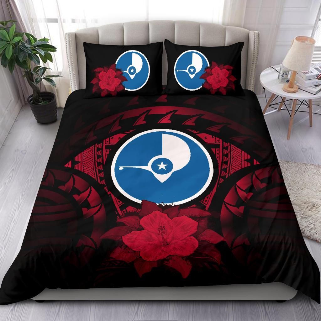 Yap Duvet Cover Set - Yap Flag & Red Hibiscus