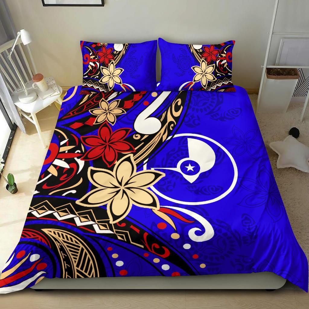 Yap Bedding Set - Tribal Flower With Special Turtles Blue Color