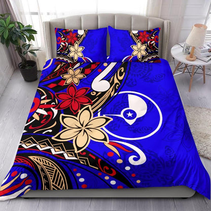 Yap Bedding Set - Tribal Flower With Special Turtles Blue Color
