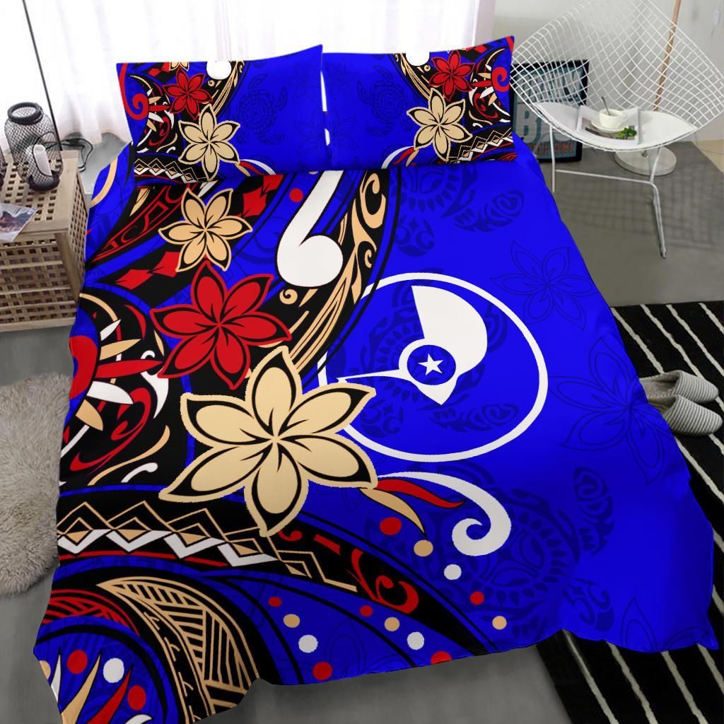 Yap Bedding Set - Tribal Flower With Special Turtles Blue Color