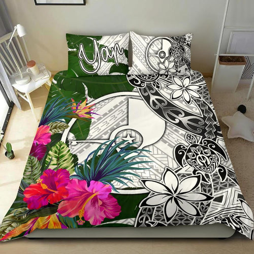 Yap Bedding Set White - Turtle Plumeria Banana Leaf