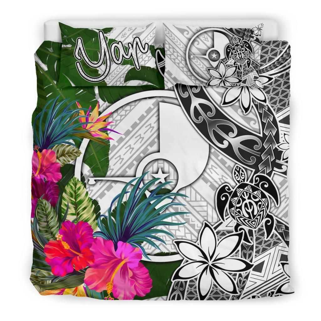 Yap Bedding Set White - Turtle Plumeria Banana Leaf