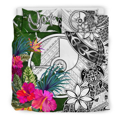 Yap Bedding Set White - Turtle Plumeria Banana Leaf