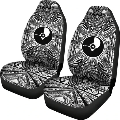Yap Car Seat Cover - Yap Coat Of Arms Polynesian White Black
