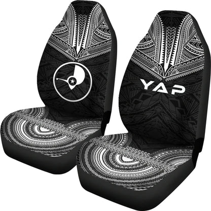 Yap Car Seat Cover - Yap Flag Polynesian Chief Tattoo Black Version