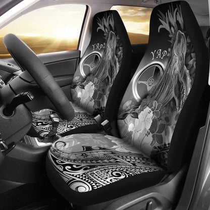 Yap Car Seat Covers - Humpback Whale with Tropical Flowers (White)
