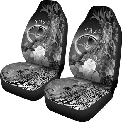 Yap Car Seat Covers - Humpback Whale with Tropical Flowers (White)