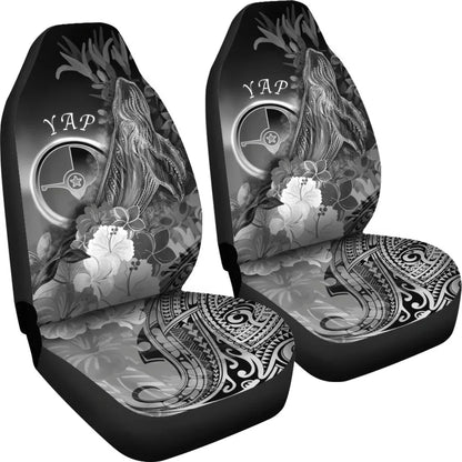 Yap Car Seat Covers - Humpback Whale with Tropical Flowers (White)