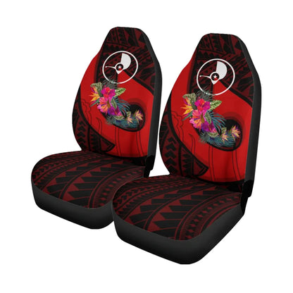Yap Car Seat Covers - Polynesian Hook And Hibiscus (Red)