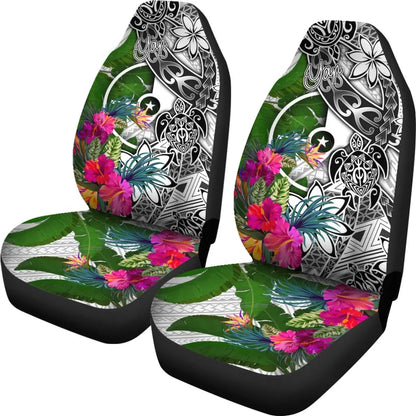 Yap Car Seat Covers White - Turtle Plumeria Banana Leaf