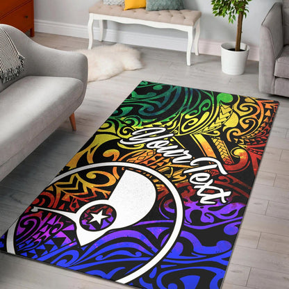 Yap Custom Personalised Area Rug - Rainbow Polynesian Pattern