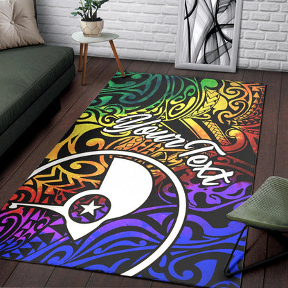 Yap Custom Personalised Area Rug - Rainbow Polynesian Pattern