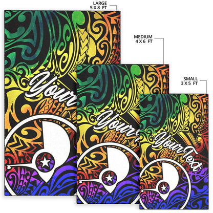 Yap Custom Personalised Area Rug - Rainbow Polynesian Pattern