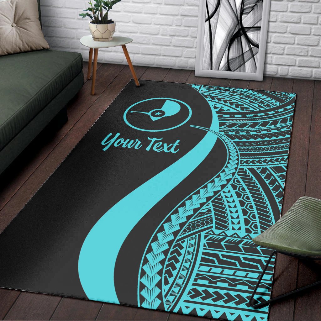 Yap Custom Personalised Area Rug - Turquoise Polynesian Tentacle Tribal Pattern