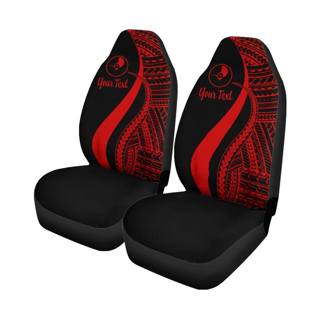 Yap Custom Personalised Car Seat Covers - Red Polynesian Tentacle Tribal Pattern