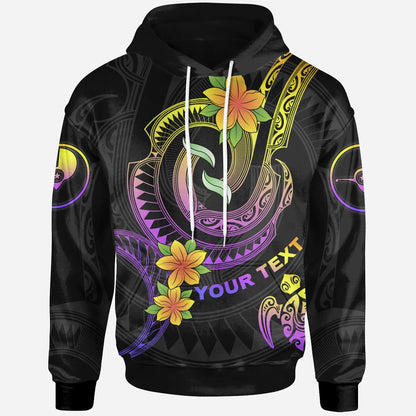 Yap Custom Personalised Hoodie - Plumeria Flowers with Polynesian Patterns