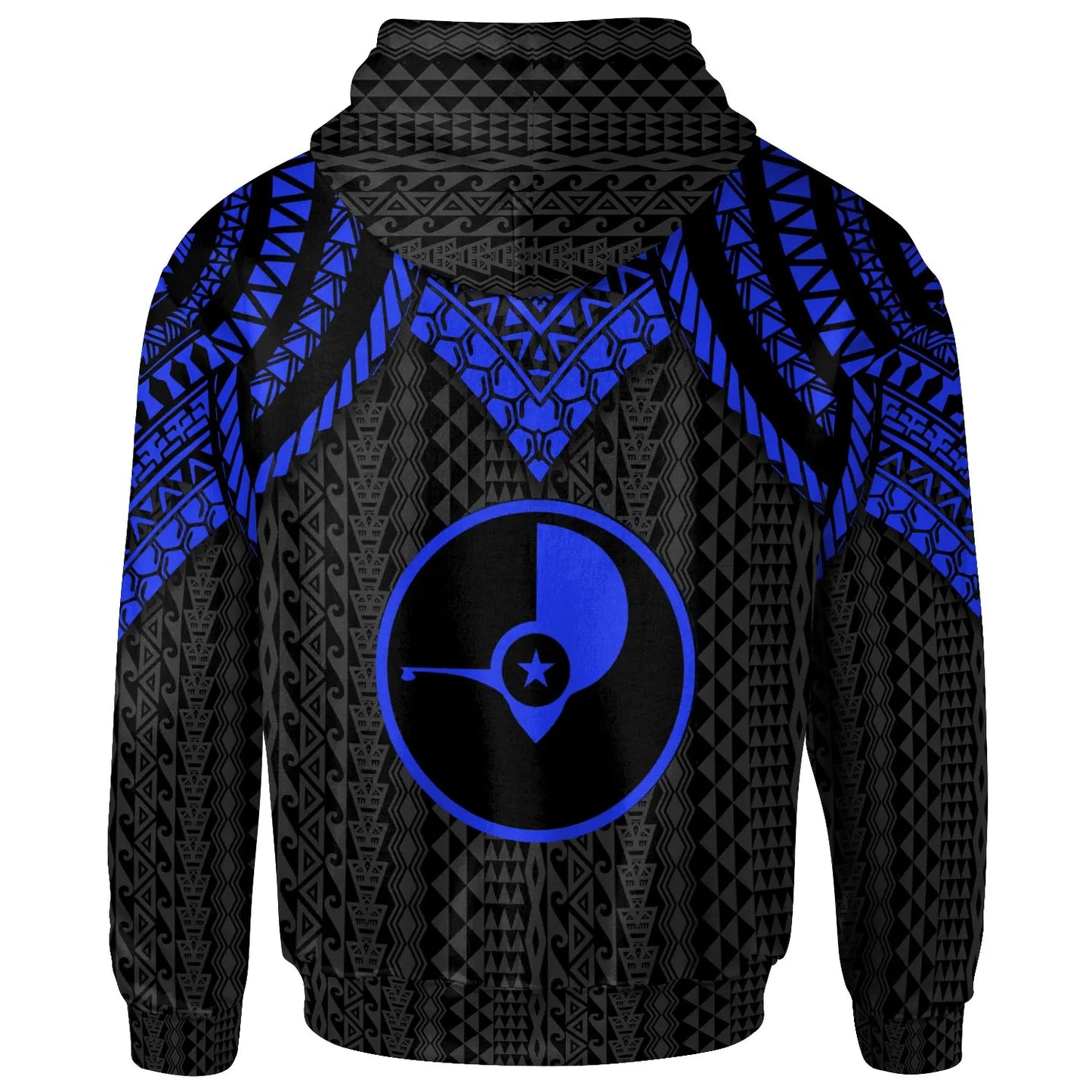 Yap Custom Personalised Hoodie - Polynesian Armor Style Blue