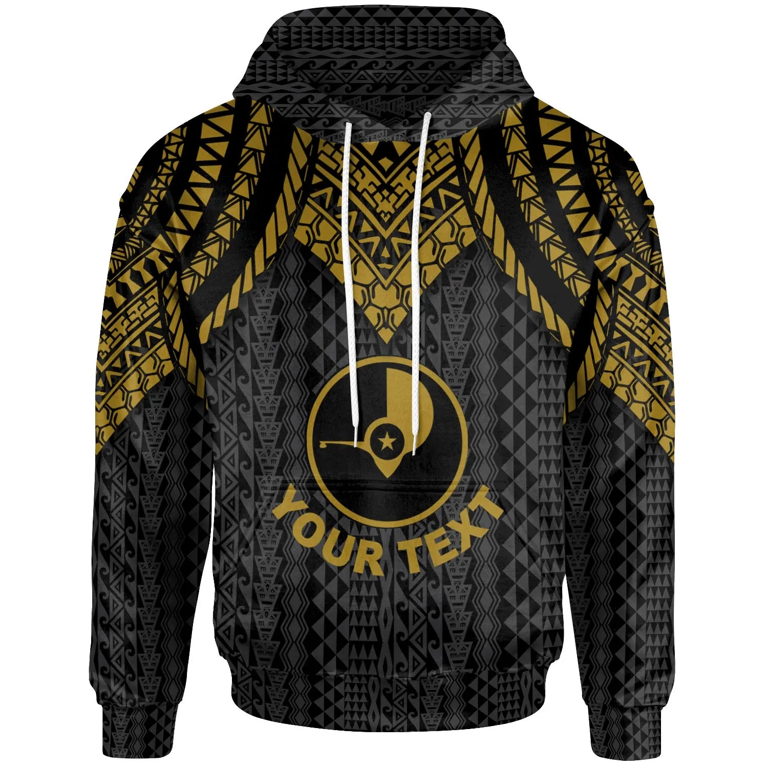 Yap Custom Personalised Hoodie - Polynesian Armor Style Gold