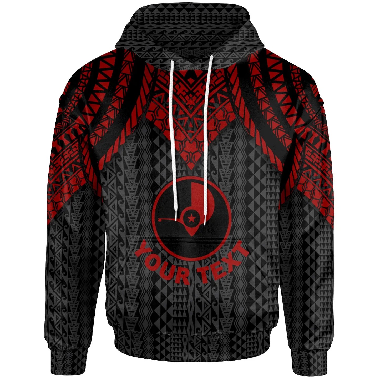 Yap Custom Personalised Hoodie - Polynesian Armor Style Red