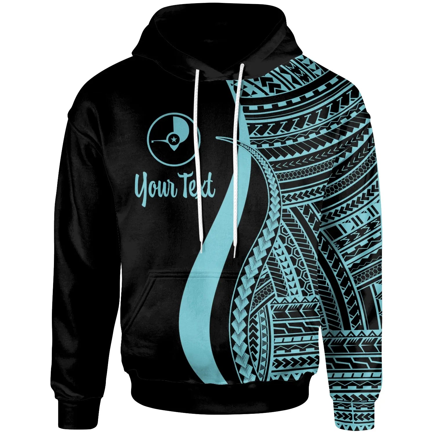Yap Custom Personalised Hoodie Turquoise - Tentacle Tribal Pattern
