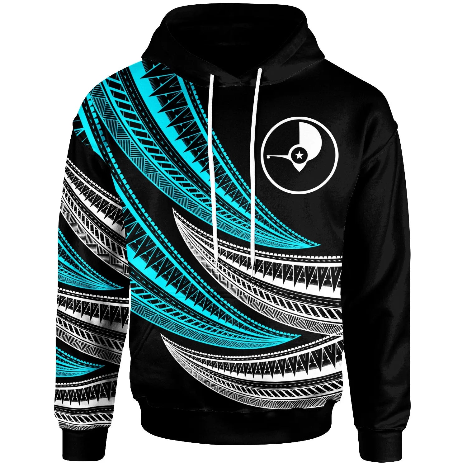 Yap - Custom Personalised Hoodie - Wave Pattern Alternating Blue Color