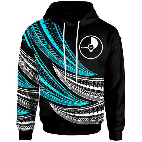 Yap - Custom Personalised Hoodie - Wave Pattern Alternating Blue Color
