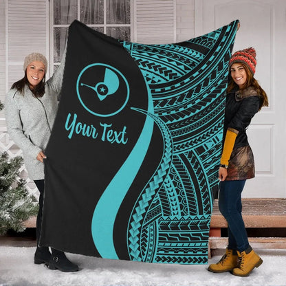 Yap Custom Personalised Premium Blanket - Turquoise Polynesian Tentacle Tribal Pattern