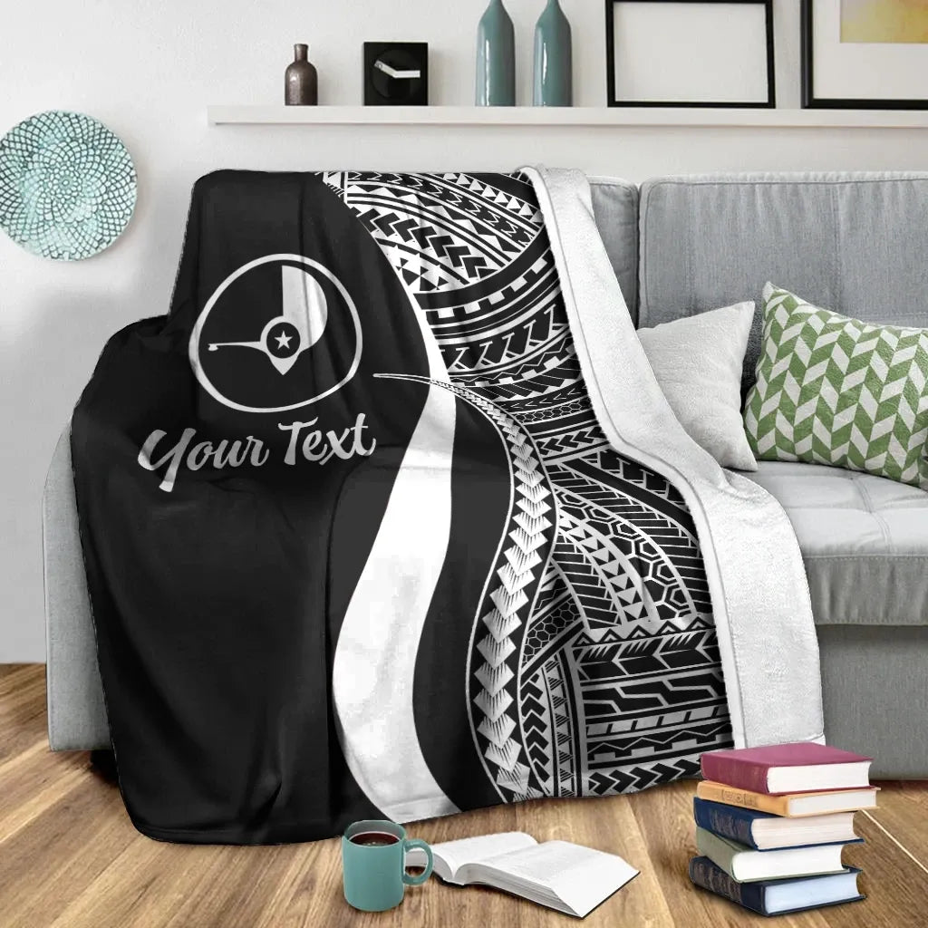 Yap Custom Personalised Premium Blanket - White Polynesian Tentacle Tribal Pattern
