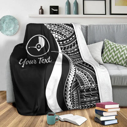 Yap Custom Personalised Premium Blanket - White Polynesian Tentacle Tribal Pattern