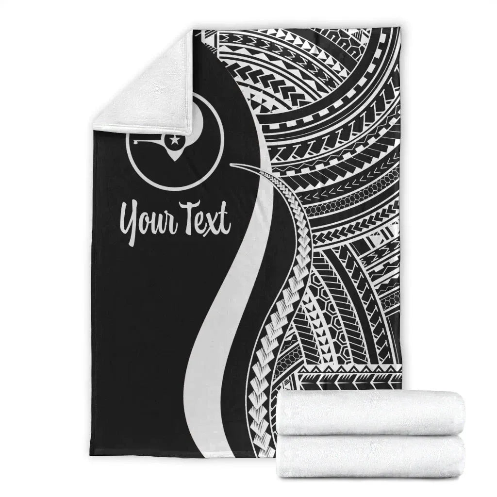 Yap Custom Personalised Premium Blanket - White Polynesian Tentacle Tribal Pattern