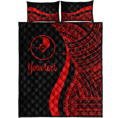 Yap Custom Personalised Quilt Bed Set - Red Polynesian Tentacle Tribal Pattern