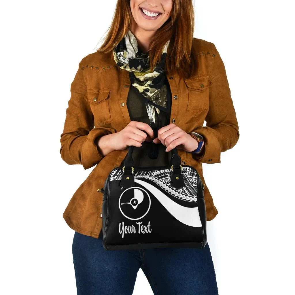 Yap Custom Personalised Shoulder Handbag - White Polynesian Tentacle Tribal Pattern
