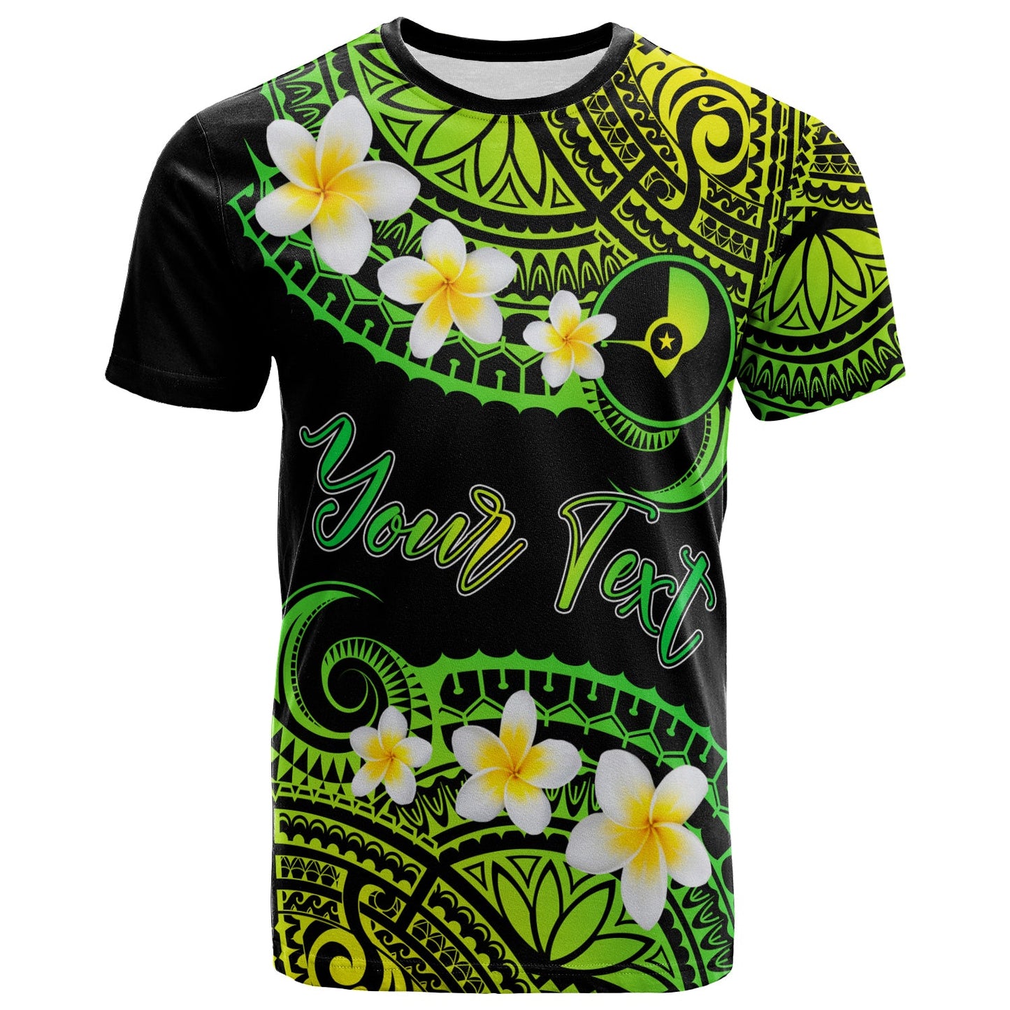 Yap Custom Personalised T-Shirt - Plumeria Polynesian Vibe Green