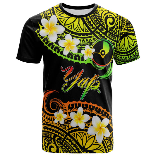Yap Custom Personalised T-Shirt - Plumeria Polynesian Vibe Reggae