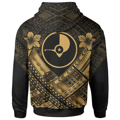 Yap Custom Personalised Polynesian Hoodie - Yap Gold Seal Camisole Hibiscus Style