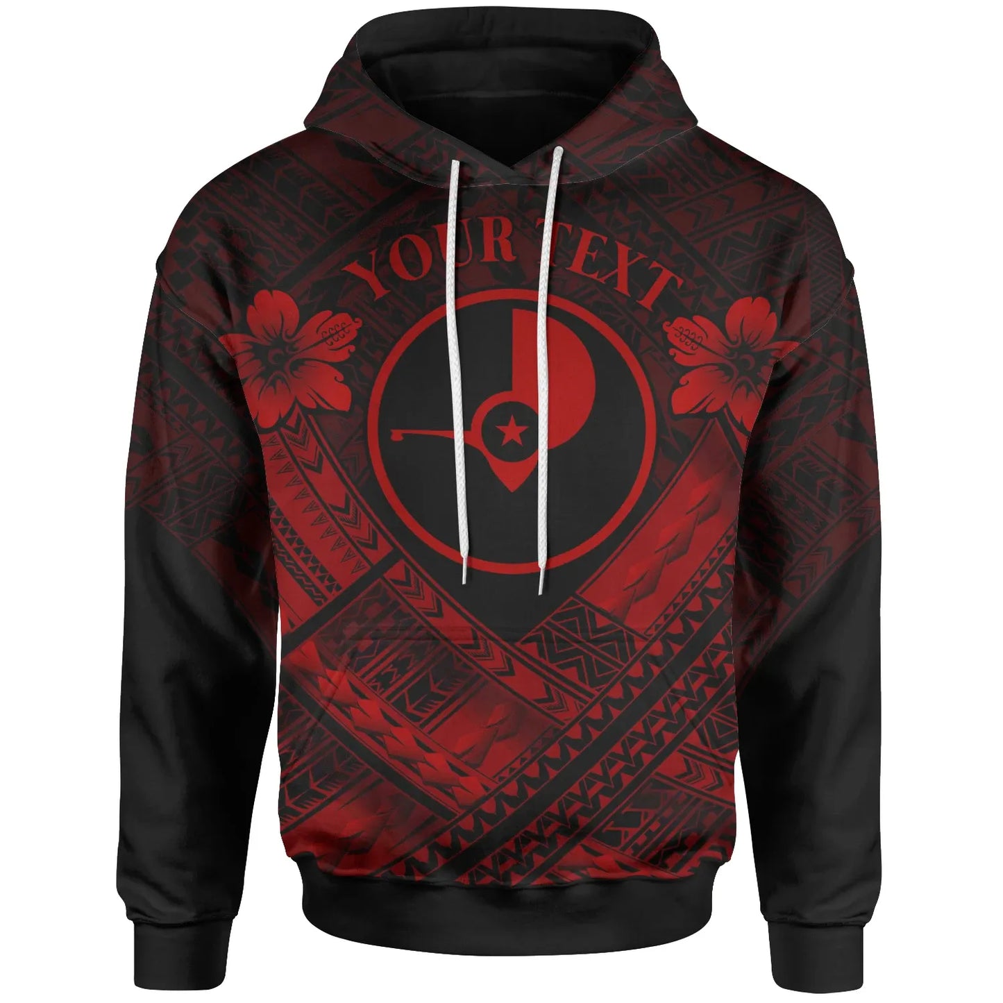 Yap Custom Personalised Polynesian Hoodie - Yap Red Seal Camisole Hibiscus Style