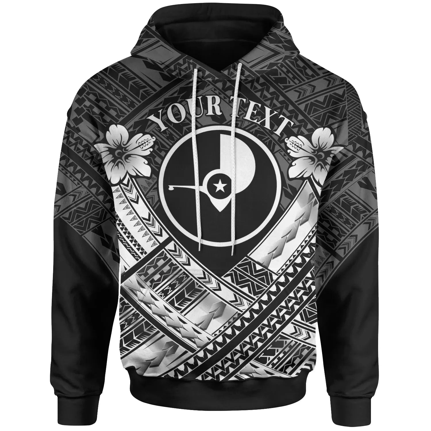 Yap Custom Personalised Polynesian Hoodie - Yap White Seal Camisole Hibiscus Style