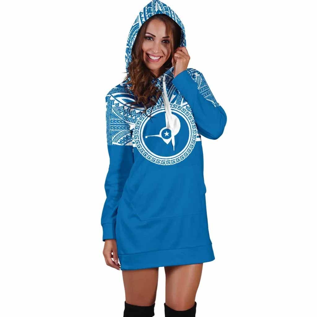 Yap Female Hoodie Dress - Yap Coat Of Arms Polynesian Flag Color