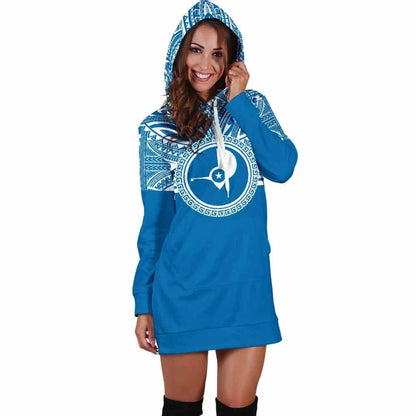 Yap Female Hoodie Dress - Yap Coat Of Arms Polynesian Flag Color