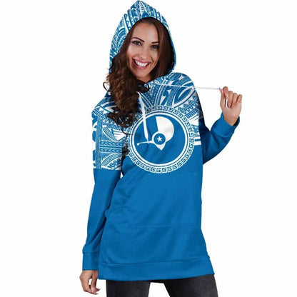 Yap Female Hoodie Dress - Yap Coat Of Arms Polynesian Flag Color