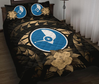 Yap Polynesian Quilt Bed Set Hibiscus Gold