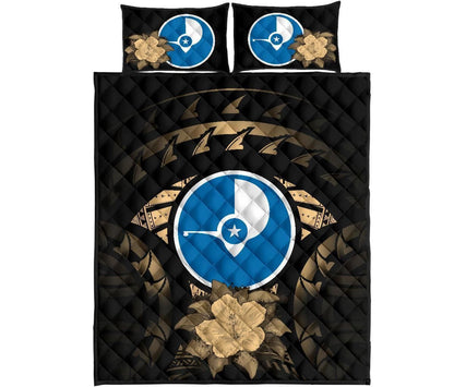 Yap Polynesian Quilt Bed Set Hibiscus Gold