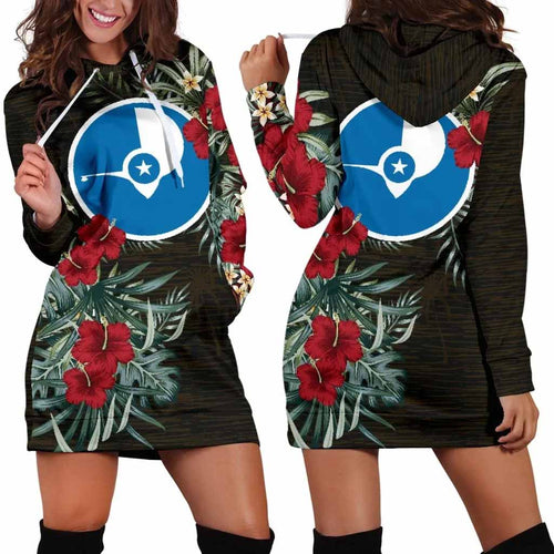 Yap Hoodie Dress - Yap Flag Hibiscus