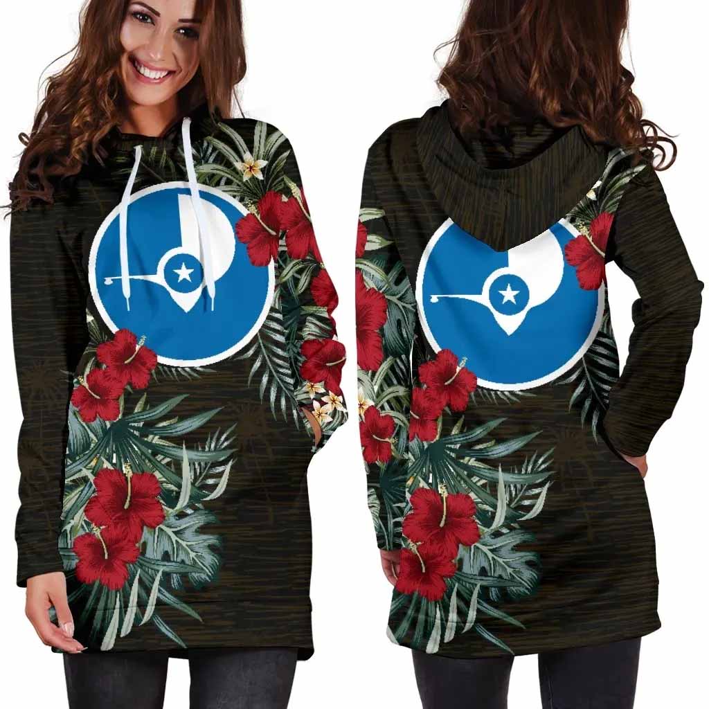 Yap Hoodie Dress - Yap Flag Hibiscus
