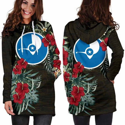 Yap Hoodie Dress - Yap Flag Hibiscus