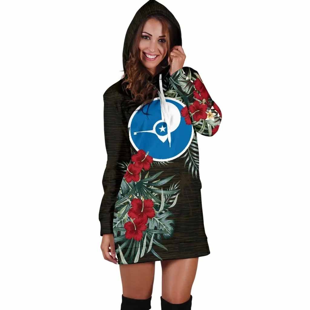Yap Hoodie Dress - Yap Flag Hibiscus